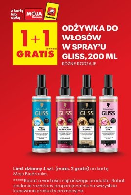 Odżywka do włosów w spray'u Gliss 200 ml - różne rodzaje promocja w Biedronka