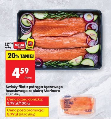 Świeży filet z pstrąga tęczowego łososiowego ze skórą Marinero promocja w Biedronka