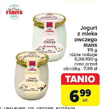 Jogurt owczy waniliowy Rians promocja w Carrefour