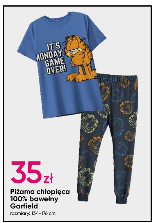 Piżama chłopięca garfield 134-176 cm promocja w Pepco