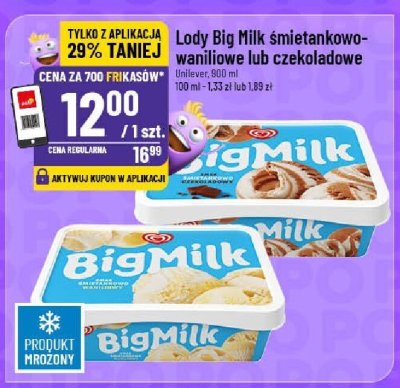 Lody Big Milk śmietankowo-waniliowe lub czekoladowe promocja w POLOmarket