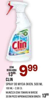 Spray do mycia okien Clin, 500 ml promocja w Drogerie Natura