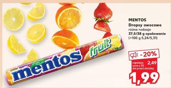Dropsy fruit Mentos classic promocja