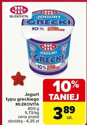 Jogurt typu greckiego MLEKOVITA promocja w Carrefour Market