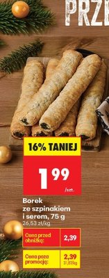 Borek ze szpinakiem i serem promocja w Biedronka