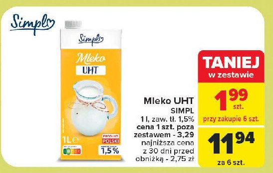 Mleko 1.5% Simpl promocja