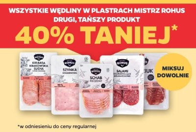 Wędliny w plastrach - drugi tańszy produkt 40% taniej promocja w Netto