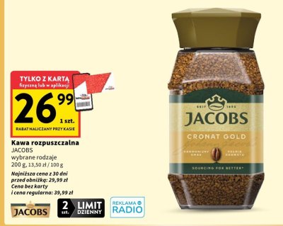 Kawa rozpuszczalna Jacobs Cronat Gold promocja w Intermarche