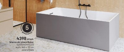 Wanna akrylowa Baker szara/biała 160x75 cm promocja w Castorama