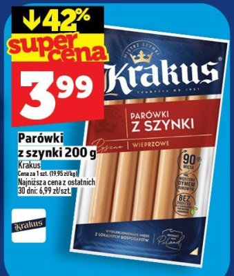 Parówki z szynki Krakus 200 g promocja w TOPAZ