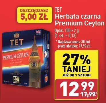 Herbata ekspresowa Tet premium ceylon promocja w Aldi