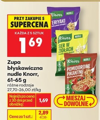 Zupa błyskawiczna nudle Knorr, 61-65 g promocja w Biedronka