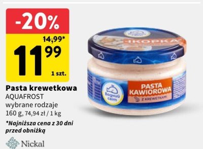 Pasta krewetkowa AQUAFROST wybrane rodzaje promocja w Intermarche