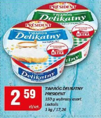 Twaróg Delikatny President 450g promocja w Chorten