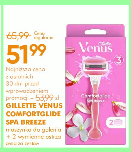 Maszynka do golenia + 2 wkłady GILLETTE VENUS COMFORT GLIDE SPA BREEZE promocja