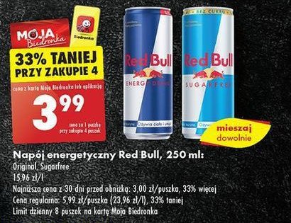 Napój energetyczny bez cukru Red bull promocja w Biedronka