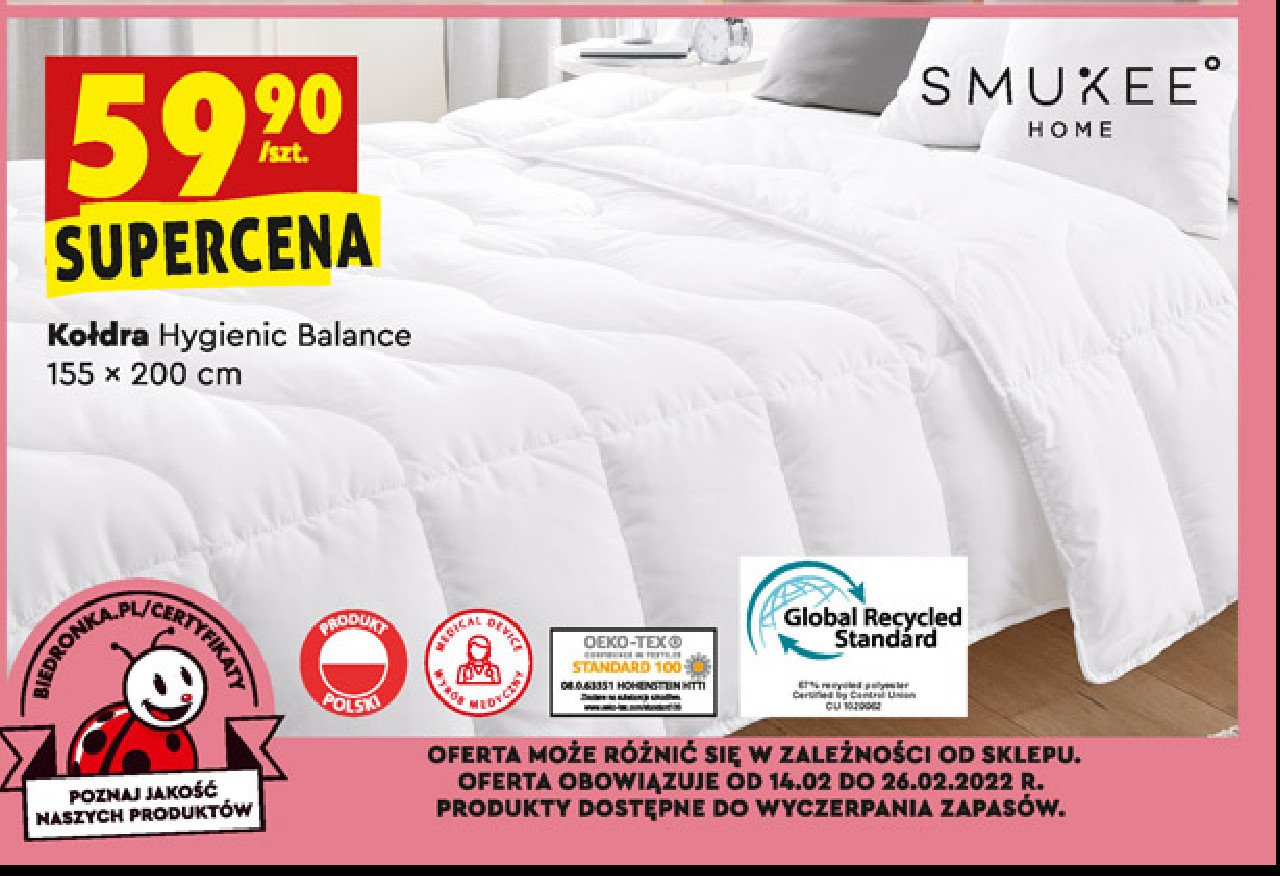 Ko艂dra hygienic balance 155 x 200 cm Smukee home promocja