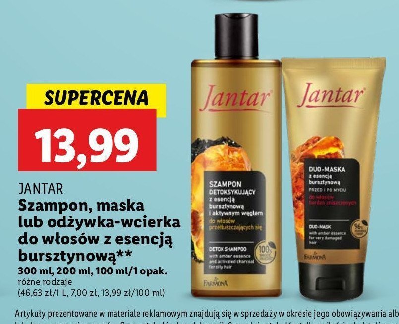 Szampon z wyciągiem z bursztynu i węglem aktywnym Farmona jantar promocja w Lidl