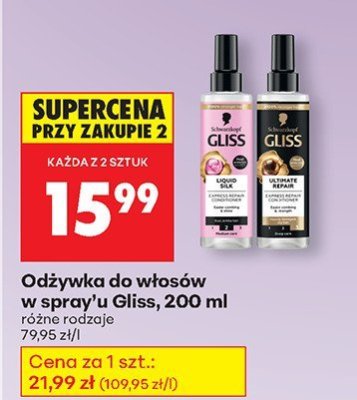 Odżywka do włosów w sprayu Gliss, 200 ml promocja w Biedronka