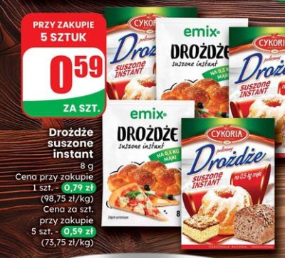 Drożdże suszone instant Emix lub Cykoria promocja w Dino