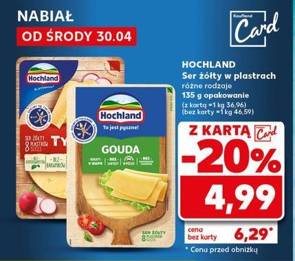 Ser gouda w plastrach - Hochland promocja w Kaufland