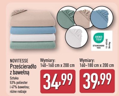 Prześcieradło z bawełną NOVITESSE 160-180 cm x 200 cm promocja w Aldi
