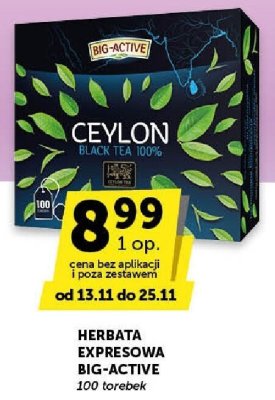 Herbata ekspresowa Big-Active Ceylon Black Tea promocja w Groszek