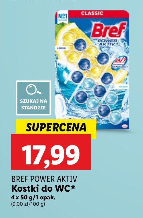 Kostka do wc lemon + ocean Bref power aktiv promocja