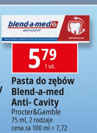 Pasta do zębów original Blend-a-med anti-cavity promocja