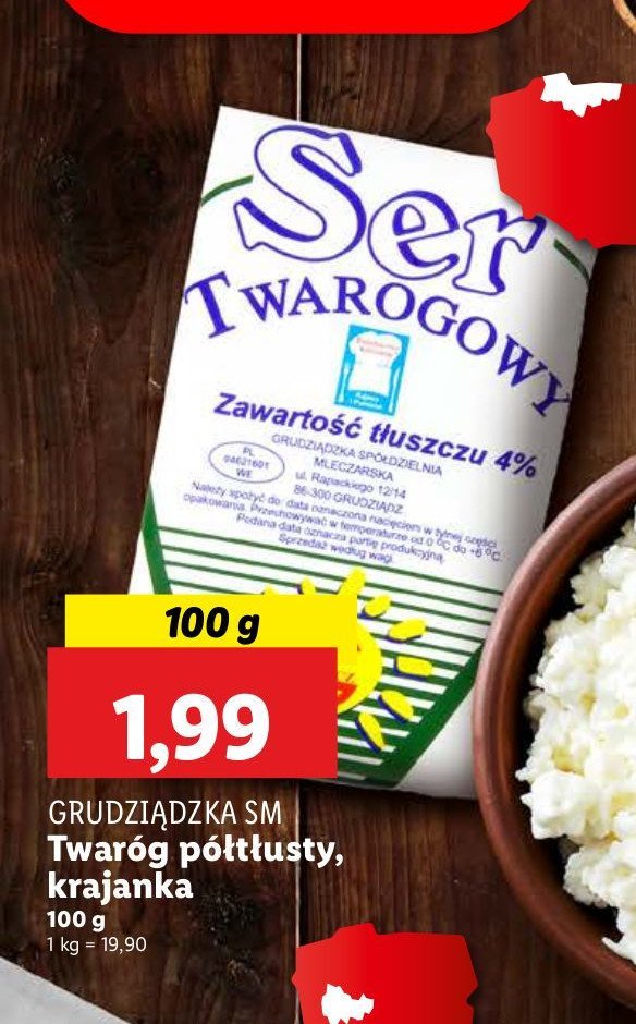 Ser twarogowy półtłusty krajanka Grudziądz promocja w Lidl