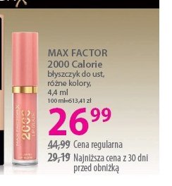 Błyszczyk do ust Max factor 2000 calorie lip glaze promocja w Hebe