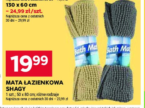 Mata łazienkowa shagy 50 x 80 cm promocja w Stokrotka