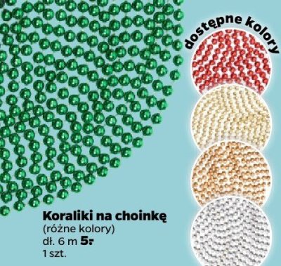 Koraliki na choinkę, różne kolory promocja w Netto