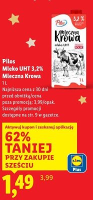 Mleko UHT Mleczna Krowa 3,2% promocja w Lidl