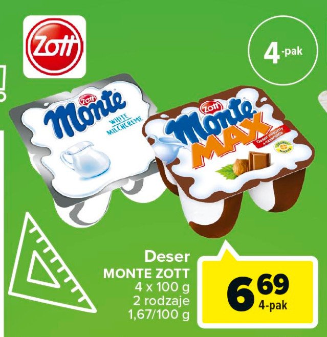 Deser mleczno-czekoladowy z orzechami Zott monte max promocje