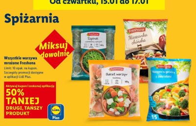 Warzywa mrożone Szpinak rozdrobniony w porcjach Freshona promocja w Lidl