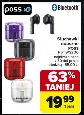 Słuchawki douszne PSTWS200 Poss promocja w Carrefour