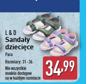 Sandały dziecięce 31-36 L&d promocja w Aldi