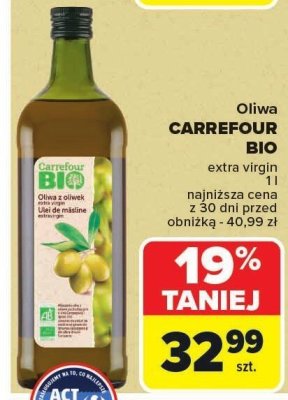 Oliwa CARREFOUR BIO extra virgin promocja w Carrefour