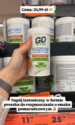 Napój izotoniczny IsoZero Instant Drink smak pomarańczowy Go Active promocja w Biedronka