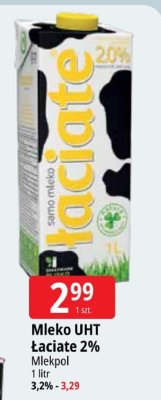 Mleko UHT Łaciate 2% Mlekpol promocja w Leclerc