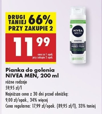 Pianka do golenia łagodząca Nivea men sensitive promocja