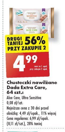 Chusteczki wilgotne sensitive Dada extra care promocja