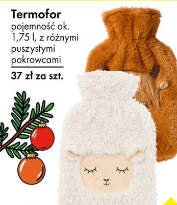 Termofor pojemność ok. 1,75 l, z różnymi puszystymi pokrowcami promocja w Tedi