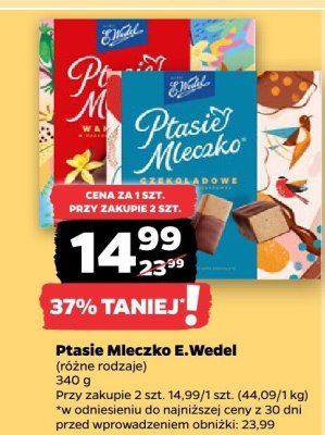 Ptasie mleczko E.Wedel (różne rodzaje) promocja w Netto