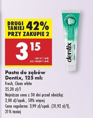 Pasta do z臋b贸w mouthwash fresh Dentix promocja