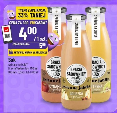 Sok Bracia Sadownicy jesienna gruszka z cynamonem promocja w POLOmarket