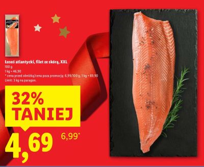 Łosoś atlantycki filet ze skórą XXL promocja w Lidl