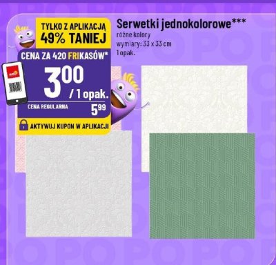 Serwetki jednokolorowe różne kolory promocja w POLOmarket