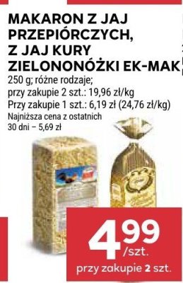 Makaron z jaj przepiorczych, z jaj kury i ziemnioźki ek-mak promocja w Stokrotka